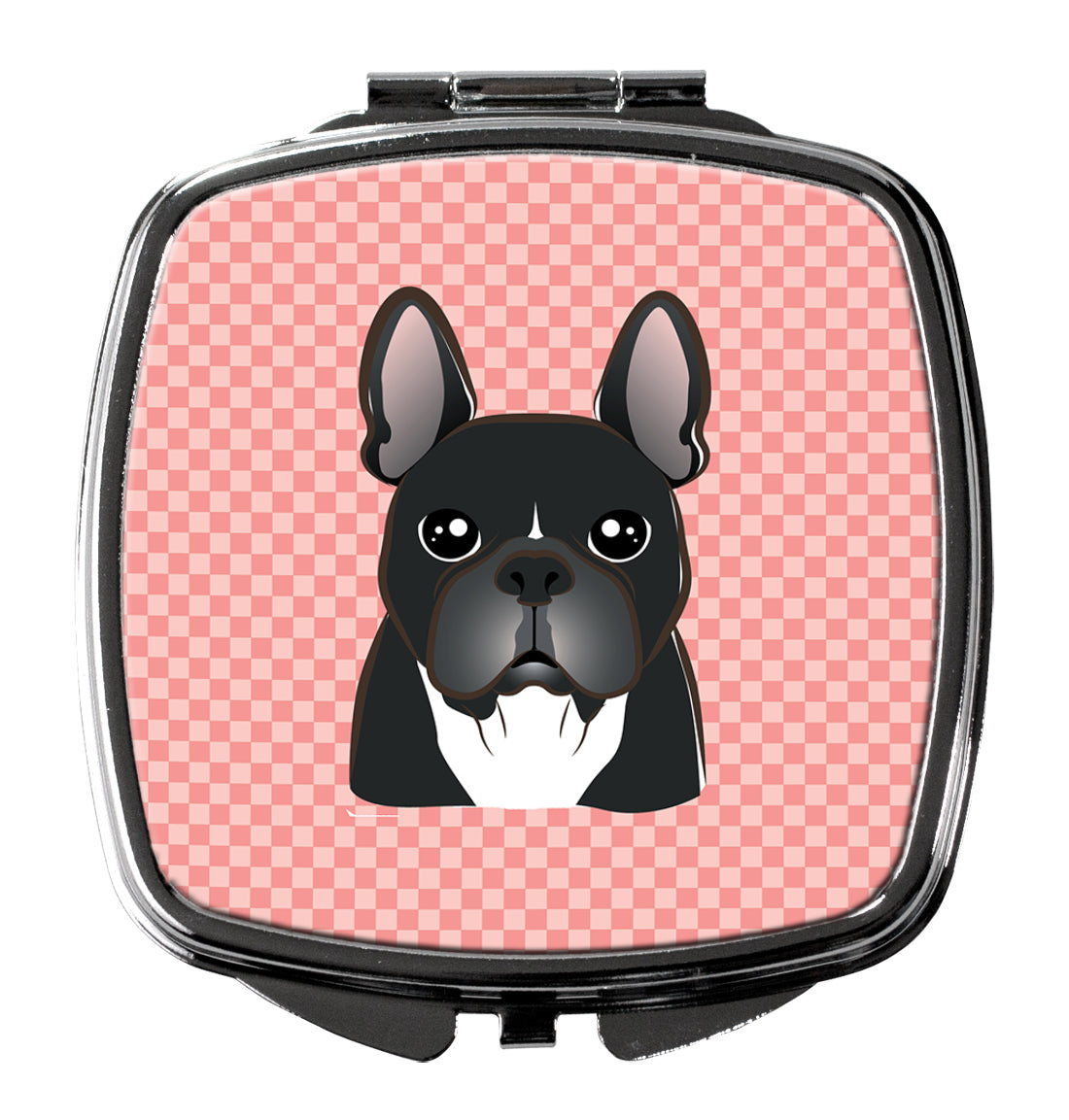 Checkerboard Pink French Bulldog Compact Mirror BB1227SCM  the-store.com.