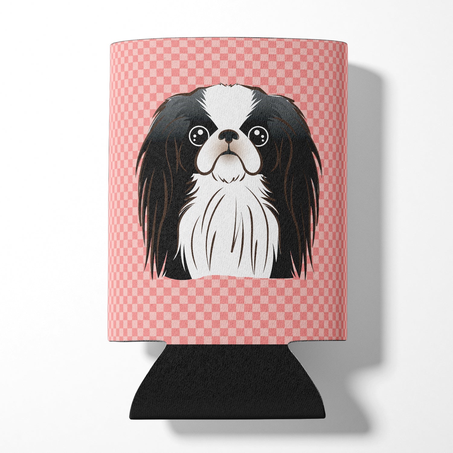 Checkerboard Pink Japanese Chin Can or Bottle Hugger BB1230CC.