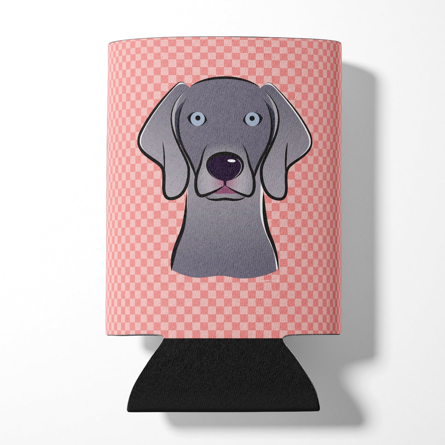 Checkerboard Blue Weimaraner Can or Bottle Hugger BB1231CC.