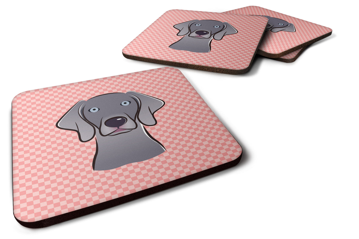 Set of 4 Checkerboard Blue Weimaraner Foam Coasters BB1231FC - the-store.com