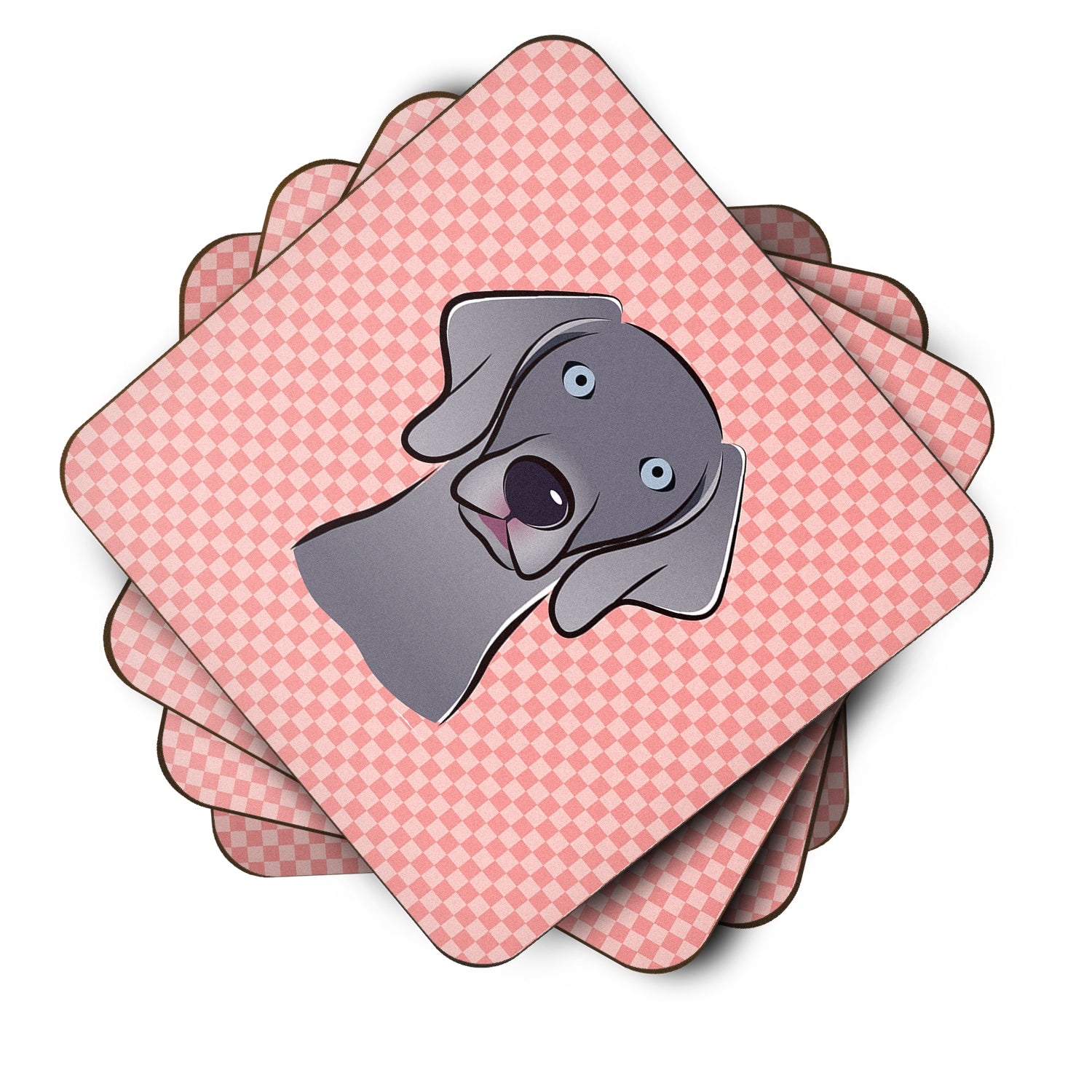 Set of 4 Checkerboard Blue Weimaraner Foam Coasters BB1231FC - the-store.com