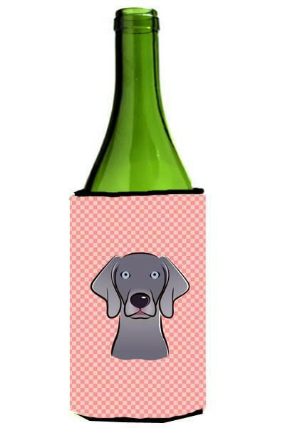 Checkerboard Blue Weimaraner Wine Bottle Beverage Insulator Hugger BB1231LITERK by Caroline's Treasures