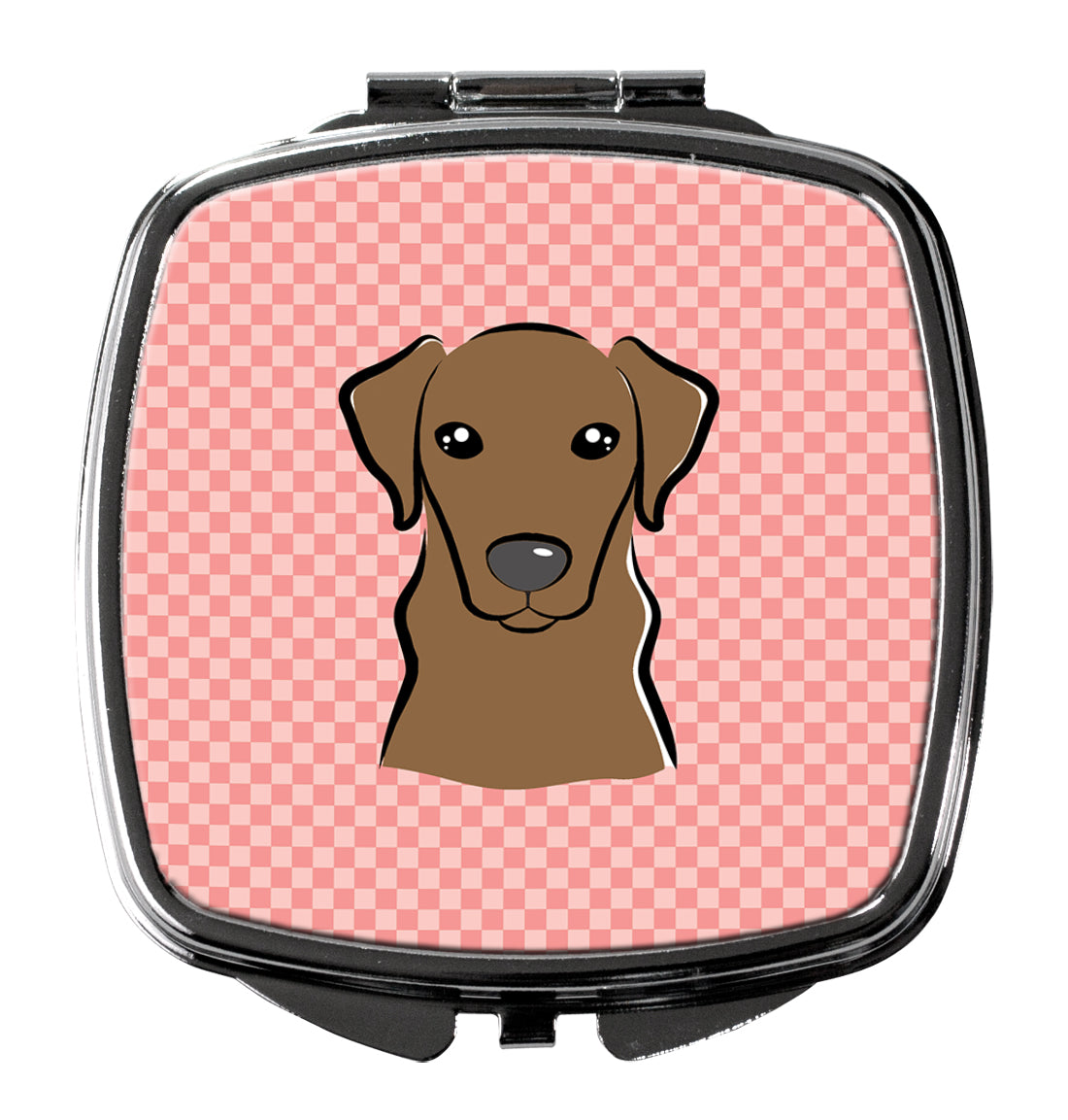 Checkerboard Pink Chocolate Labrador Compact Mirror BB1234SCM  the-store.com.