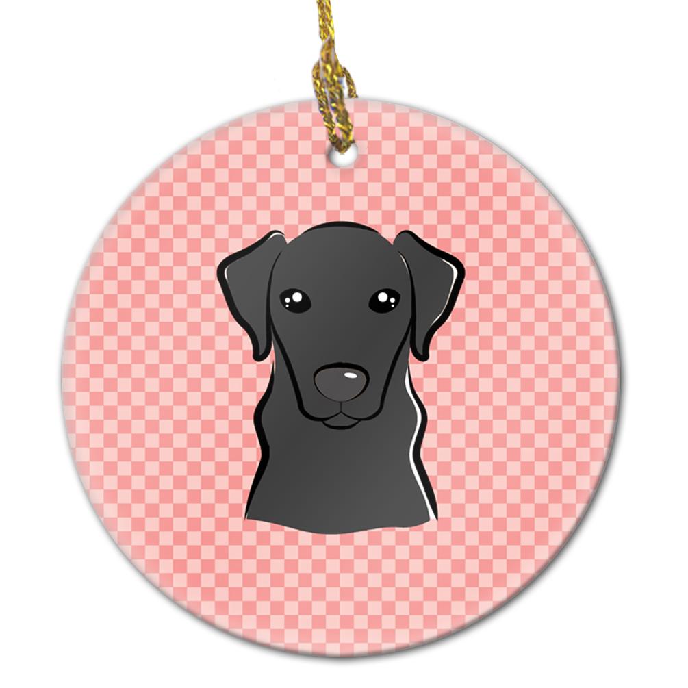 Checkerboard Pink Black Labrador Ceramic Ornament by Caroline's Treasures