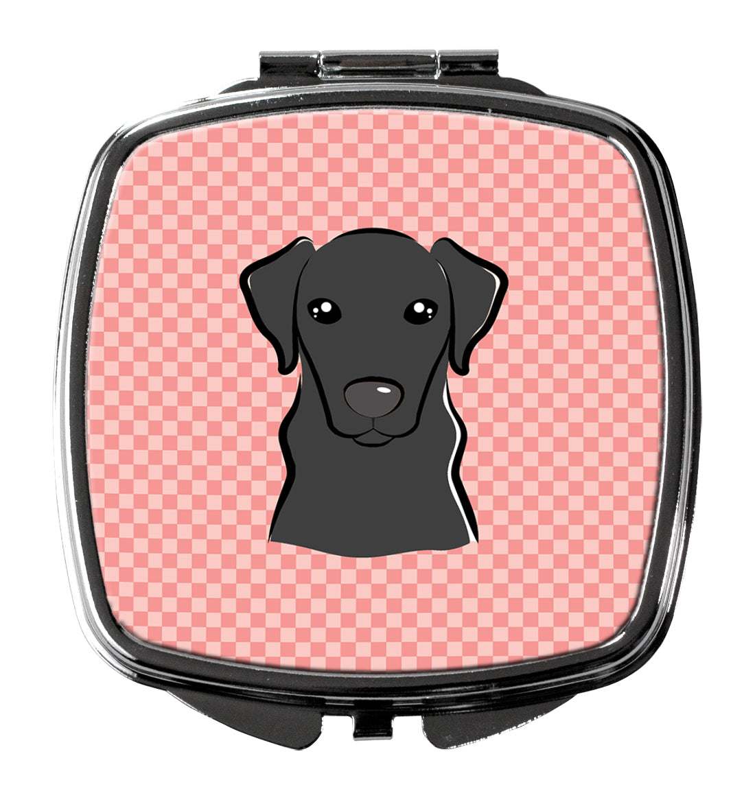 Checkerboard Pink Black Labrador Compact Mirror BB1235SCM  the-store.com.