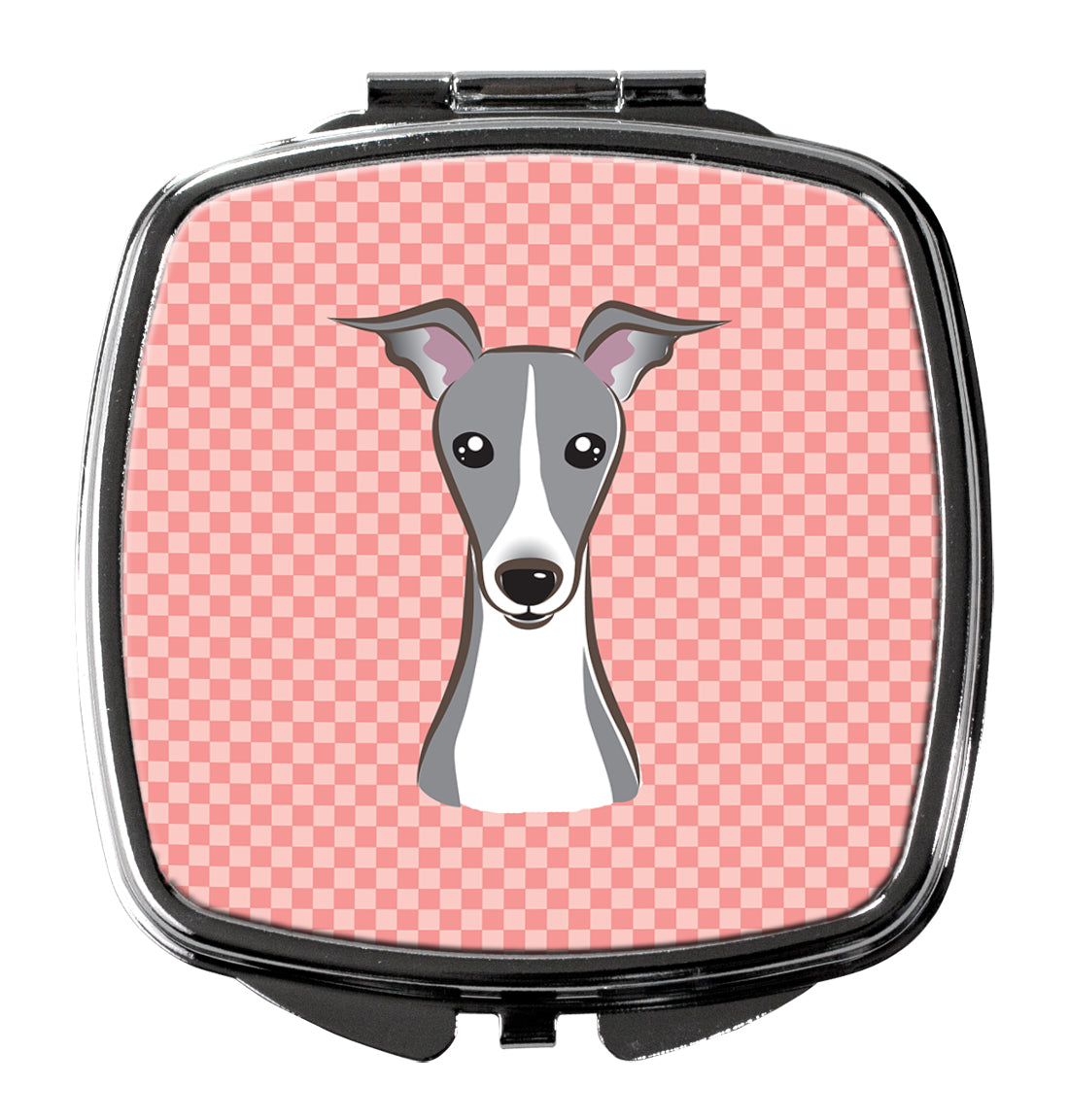 Checkerboard Pink Italian Greyhound Compact Mirror BB1236SCM  the-store.com.