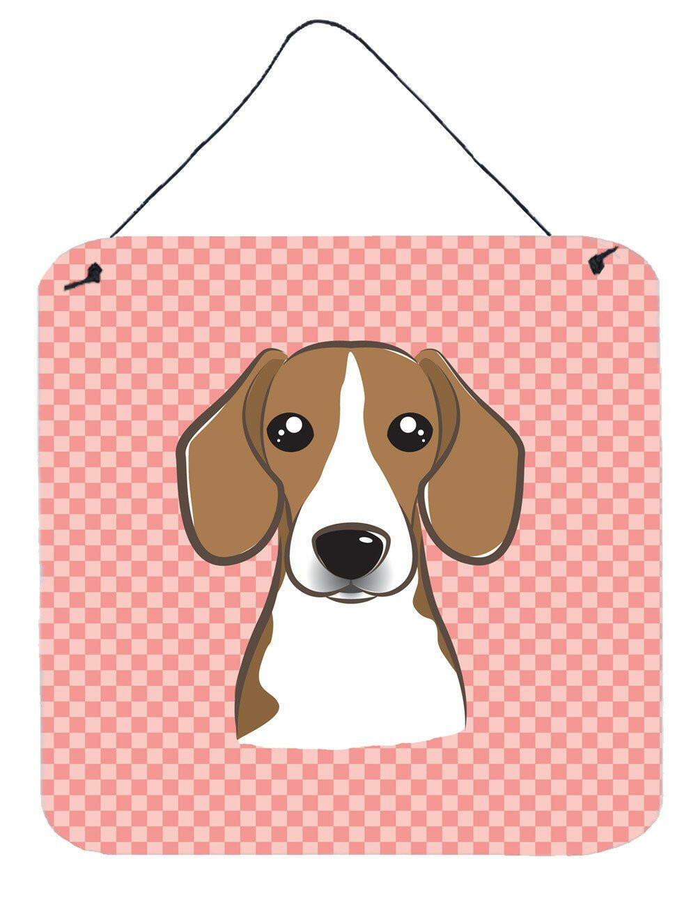 Checkerboard Pink Beagle Aluminium Metal Wall or Door Hanging Prints BB1239DS66 by Caroline&#39;s Treasures