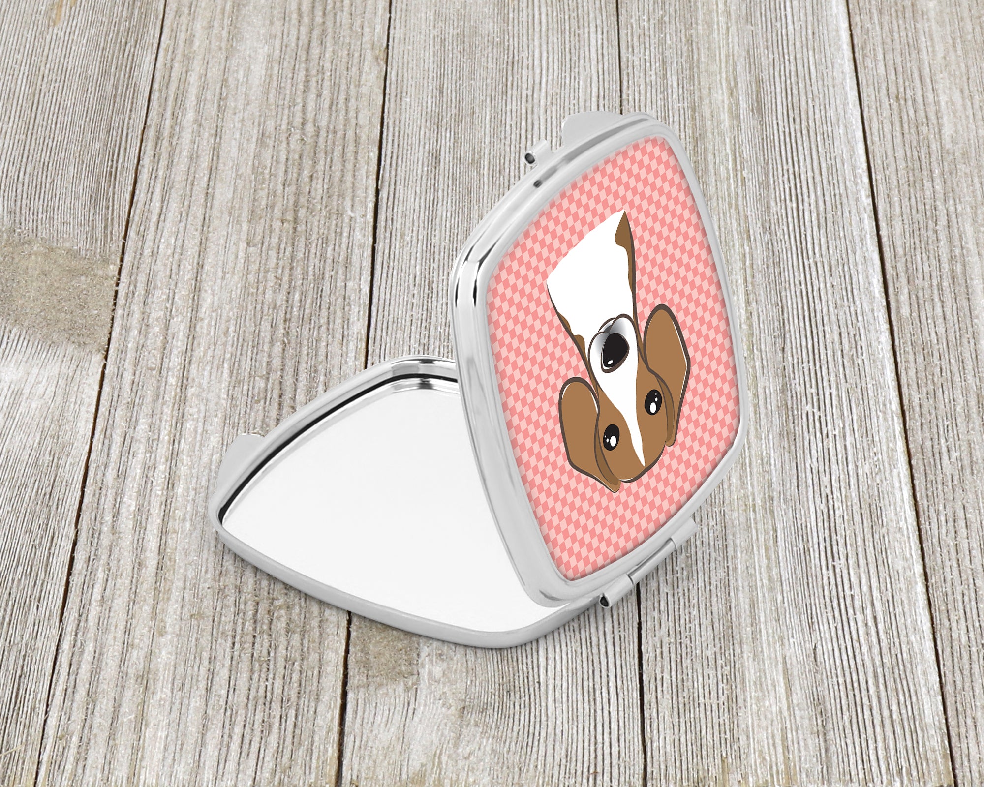 Checkerboard Pink Beagle Compact Mirror BB1239SCM  the-store.com.