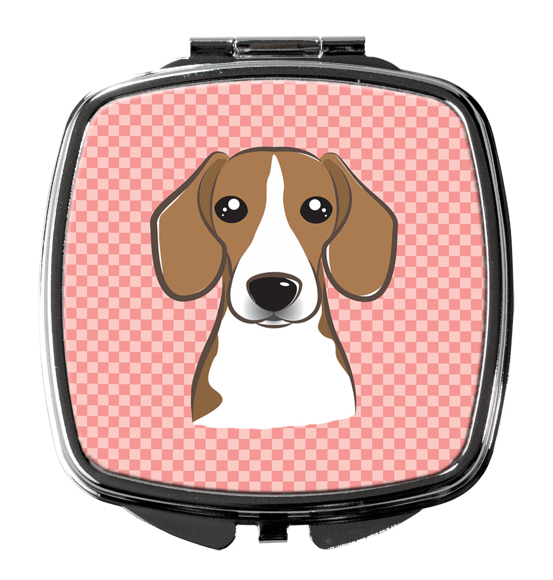 Checkerboard Pink Beagle Compact Mirror BB1239SCM  the-store.com.