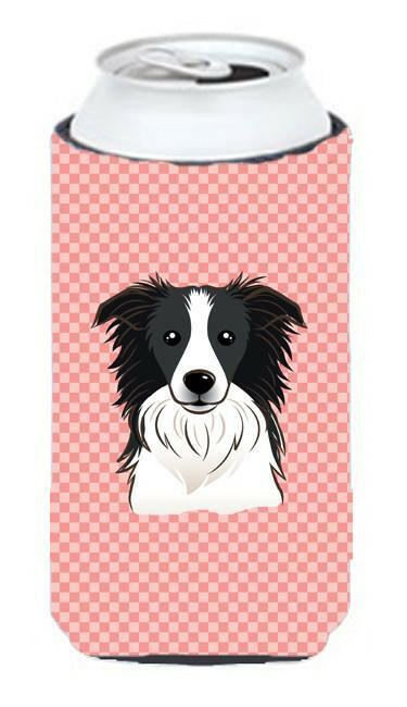 Checkerboard Pink Border Collie Tall Boy Beverage Insulator Hugger BB1241TBC by Caroline&#39;s Treasures