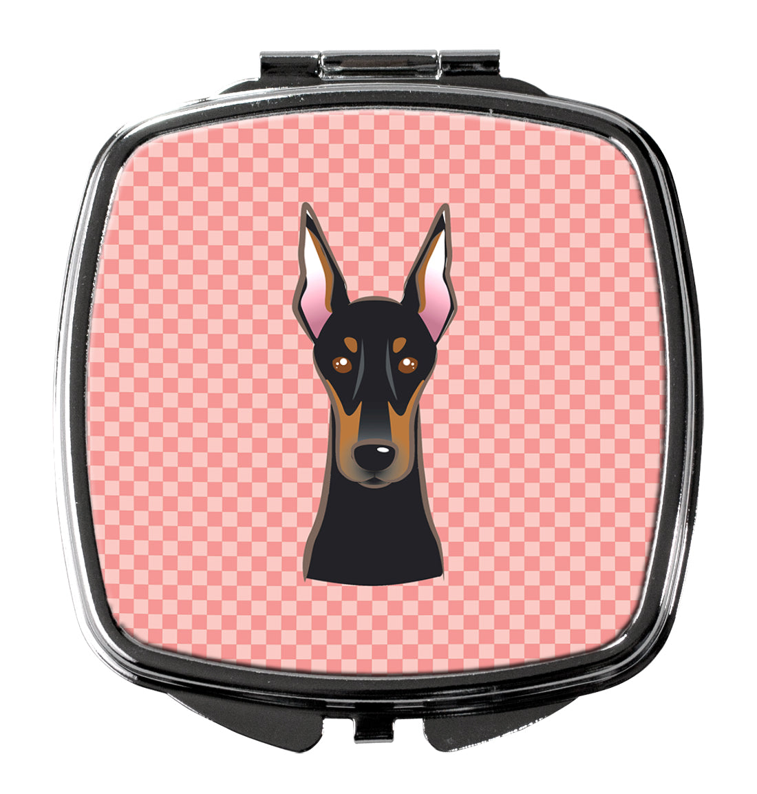 Checkerboard Pink Doberman Compact Mirror BB1245SCM  the-store.com.