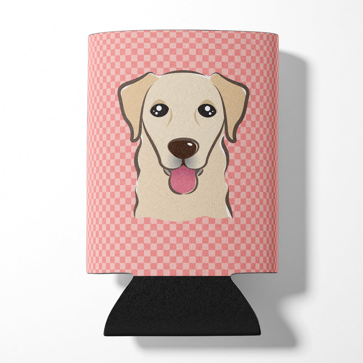 Checkerboard Pink Golden Retriever Can or Bottle Hugger BB1252CC.