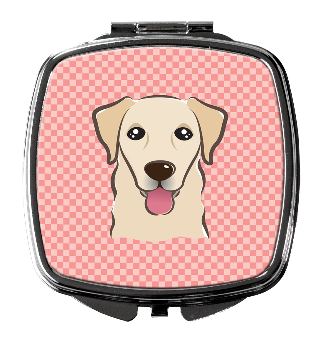 Checkerboard Pink Golden Retriever Compact Mirror BB1252SCM  the-store.com.