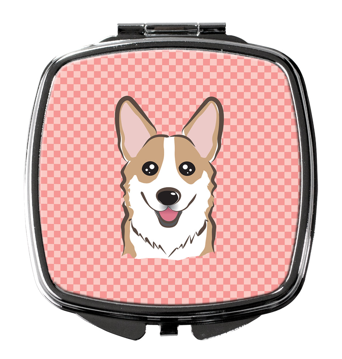 Checkerboard Pink Corgi Compact Mirror BB1253SCM  the-store.com.