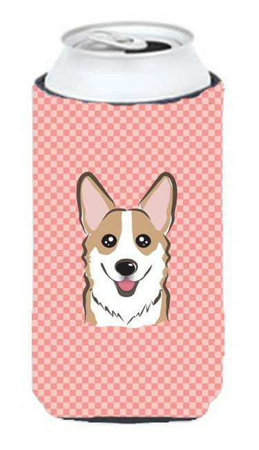 Checkerboard Pink Corgi Tall Boy Beverage Insulator Hugger BB1253TBC by Caroline&#39;s Treasures