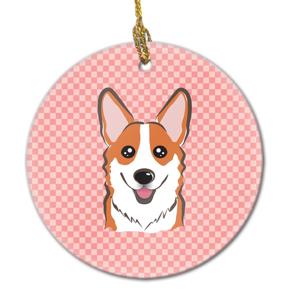 Checkerboard Pink Corgi Ceramic Ornament BB1254CO1 by Caroline's Treasures