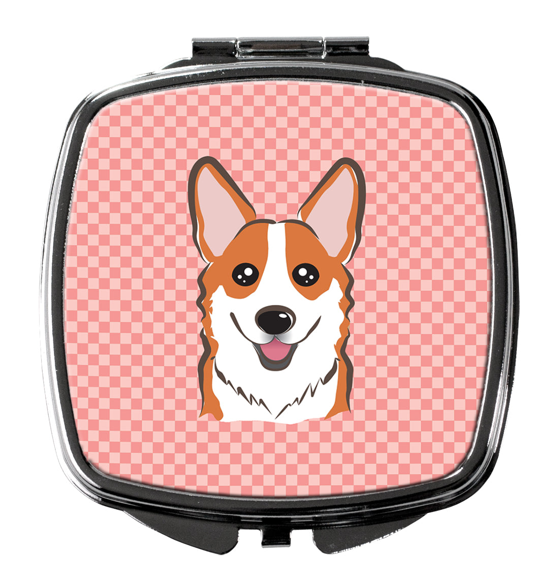 Checkerboard Pink Corgi Compact Mirror BB1254SCM  the-store.com.