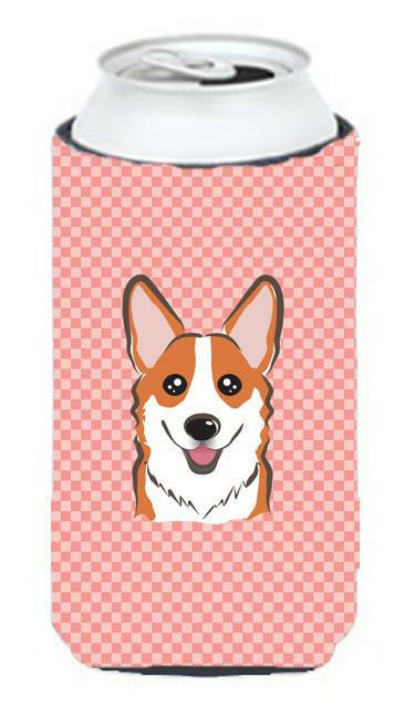 Checkerboard Pink Corgi Tall Boy Beverage Insulator Hugger BB1254TBC by Caroline&#39;s Treasures