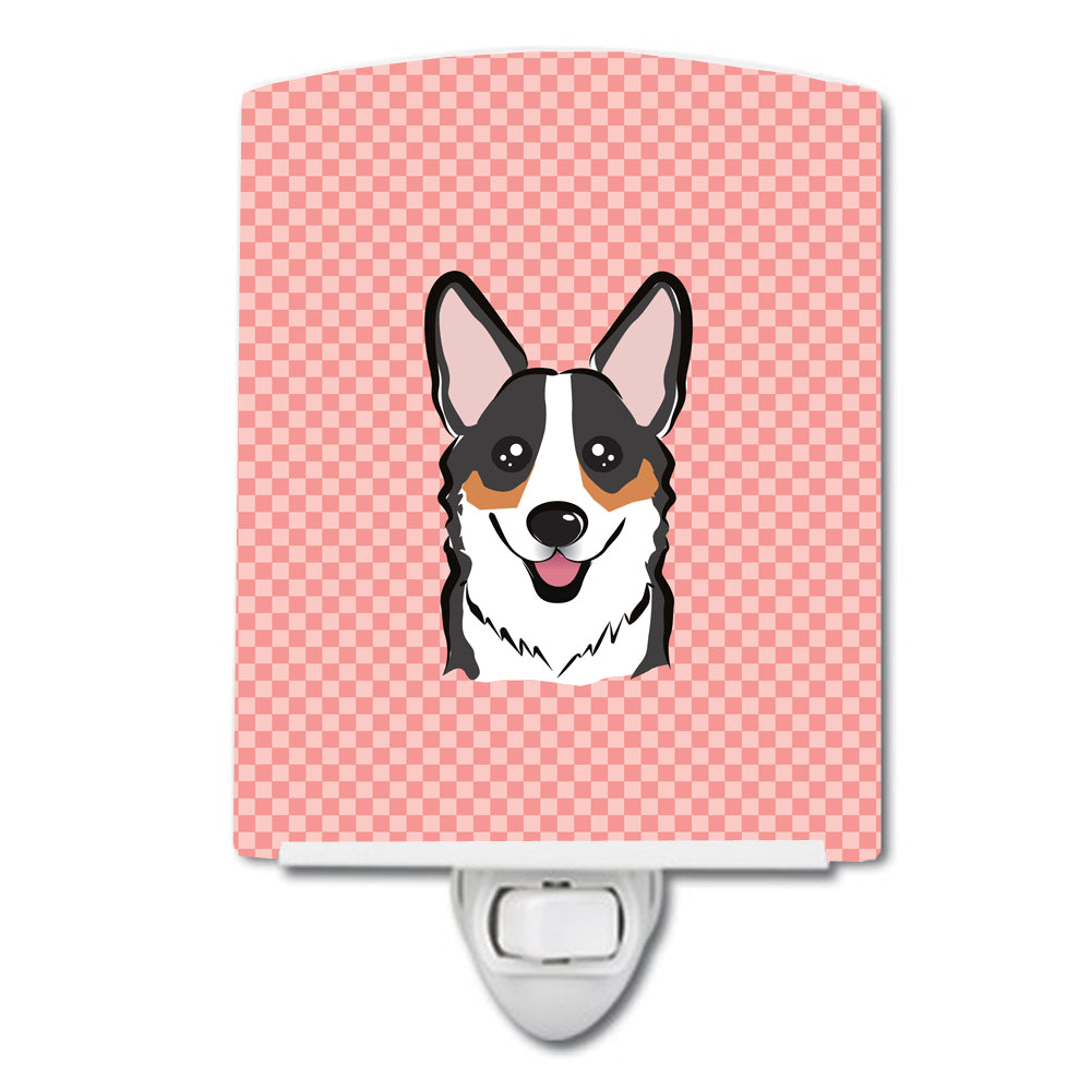 Checkerboard Pink Corgi Ceramic Night Light BB1255CNL - the-store.com