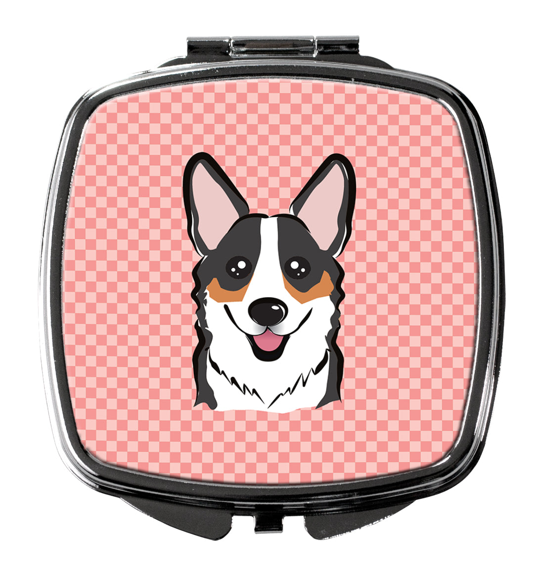 Checkerboard Pink Corgi Compact Mirror BB1255SCM  the-store.com.