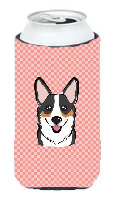 Checkerboard Pink Corgi Tall Boy Beverage Insulator Hugger BB1255TBC by Caroline&#39;s Treasures