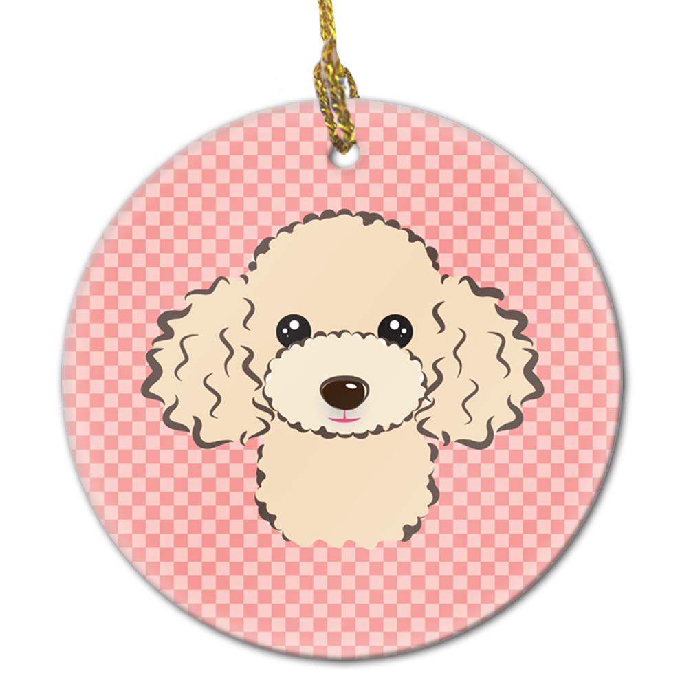 Checkerboard Pink Buff Poodle Ceramic Ornament BB1258CO1 by Caroline's Treasures