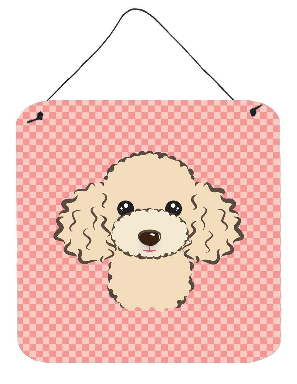 Checkerboard Pink Buff Poodle Wall or Door Hanging Prints BB1258DS66 by Caroline's Treasures