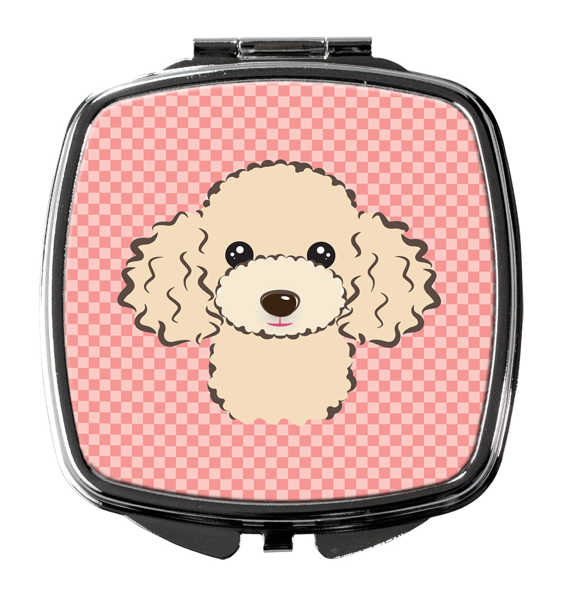 Checkerboard Pink Buff Poodle Compact Mirror BB1258SCM  the-store.com.