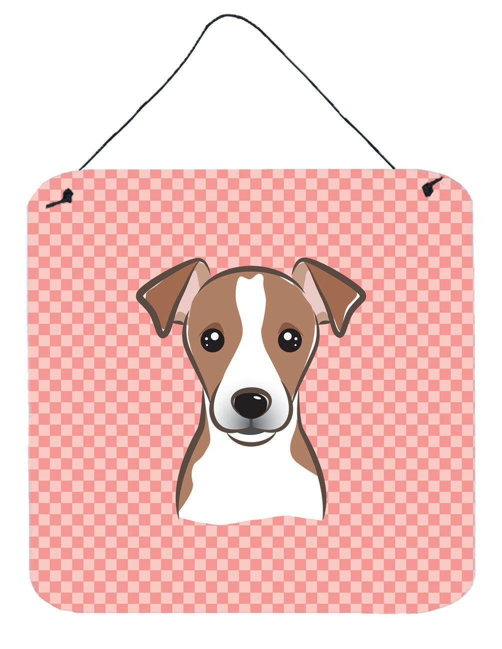 Checkerboard Pink Jack Russell Terrier Wall or Door Hanging Prints BB1260DS66 by Caroline's Treasures
