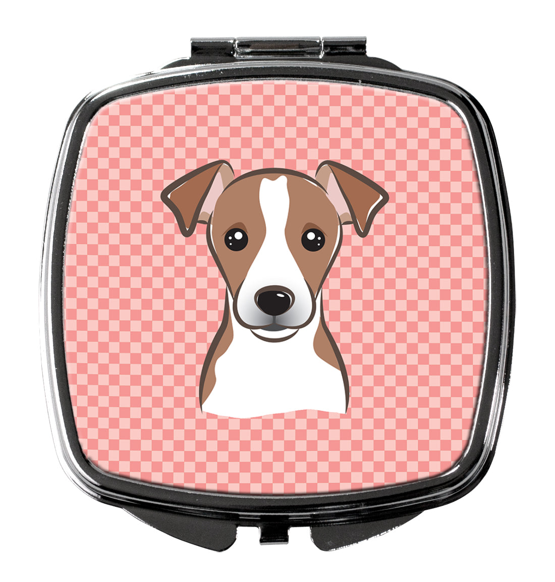 Checkerboard Pink Jack Russell Terrier Compact Mirror BB1260SCM  the-store.com.