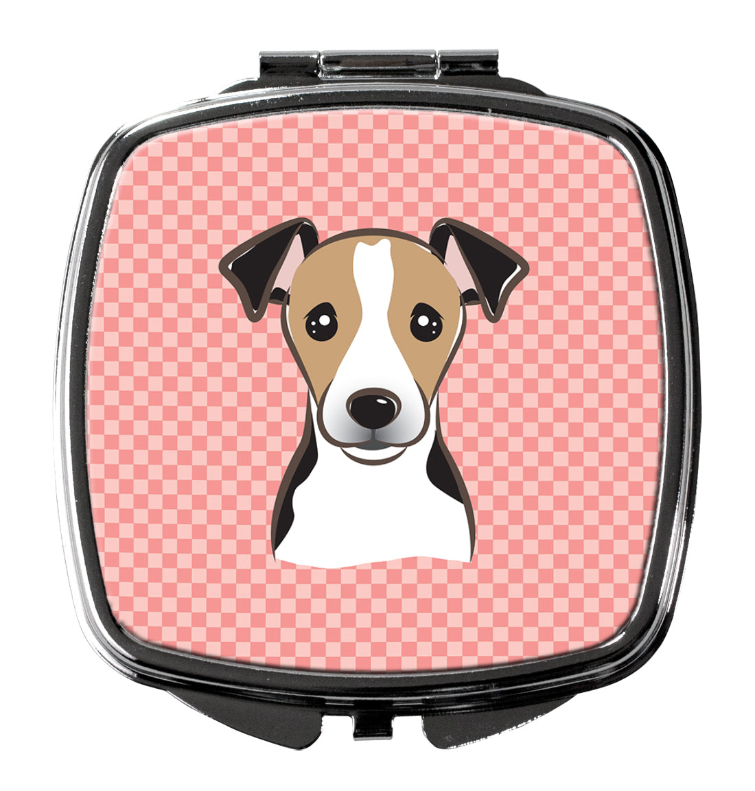 Checkerboard Pink Jack Russell Terrier Compact Mirror BB1261SCM  the-store.com.