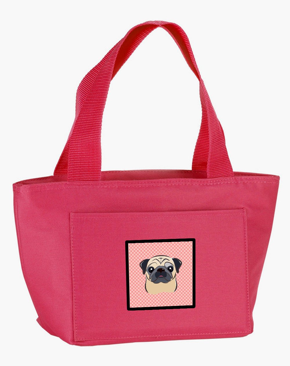 Checkerboard Pink Fawn Pug Lunch Bag BB1262PK-8808 by Caroline&#39;s Treasures