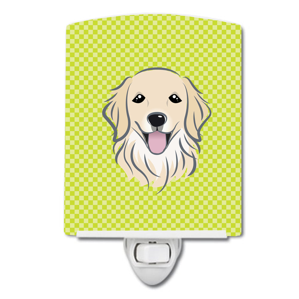 Checkerboard Lime Green Golden Retriever Ceramic Night Light BB1267CNL - the-store.com