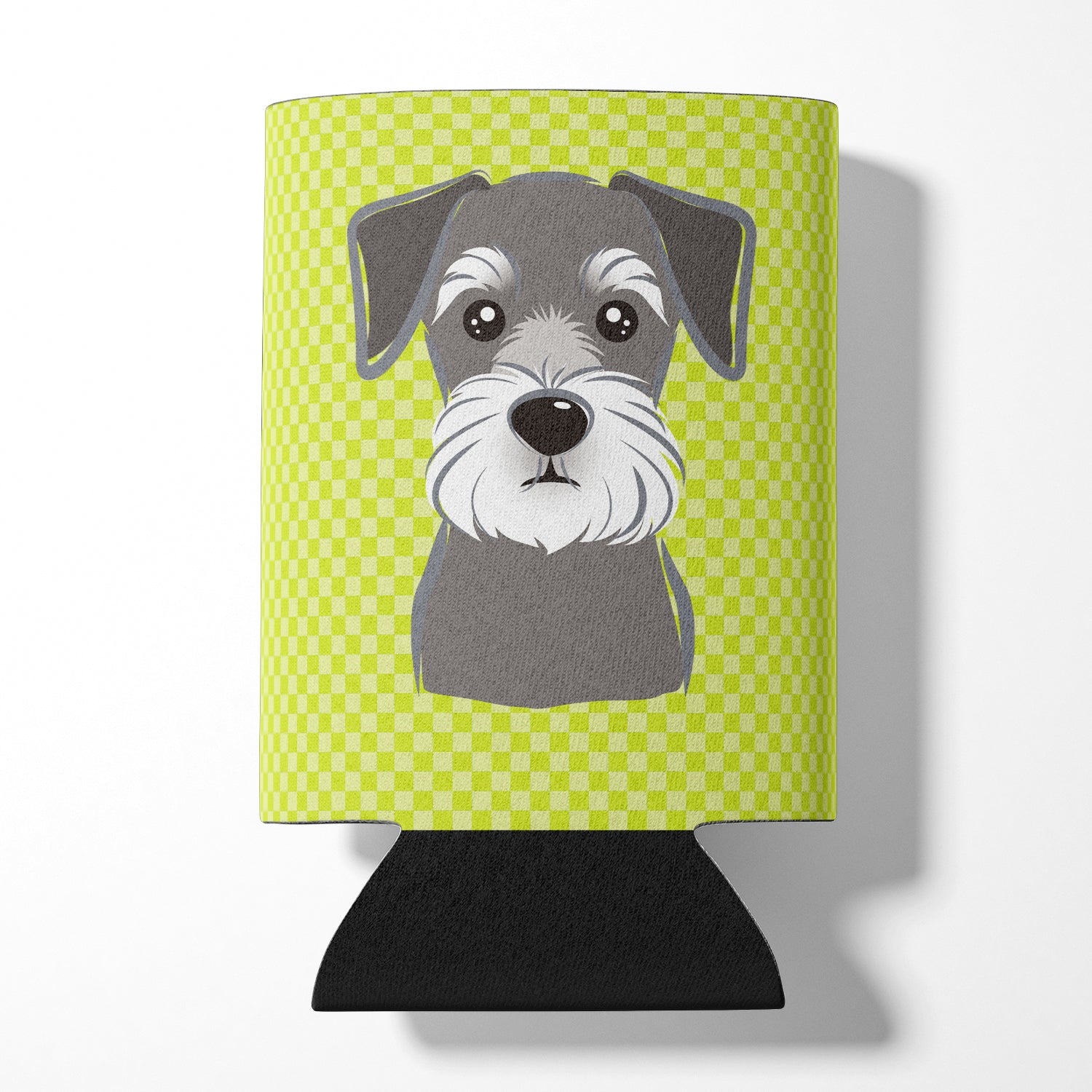 Checkerboard Lime Green Schnauzer Can or Bottle Hugger BB1268CC.