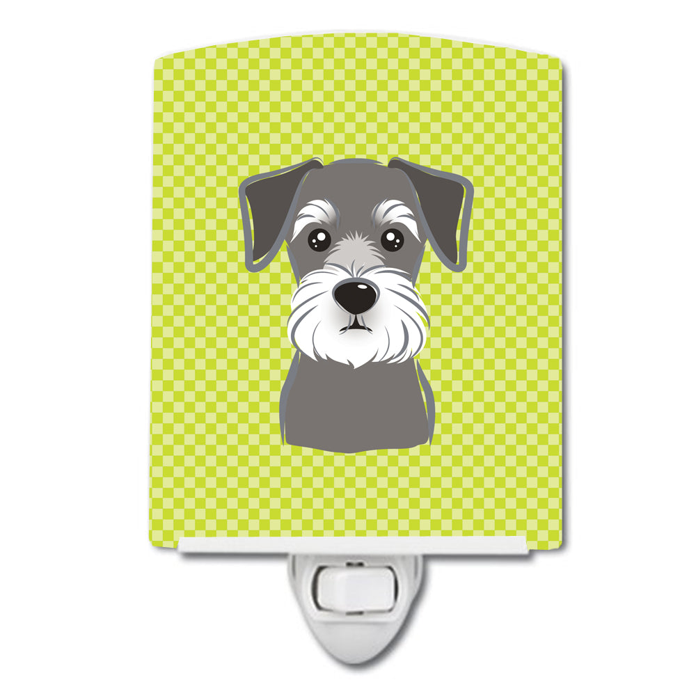 Checkerboard Lime Green Schnauzer Ceramic Night Light BB1268CNL - the-store.com