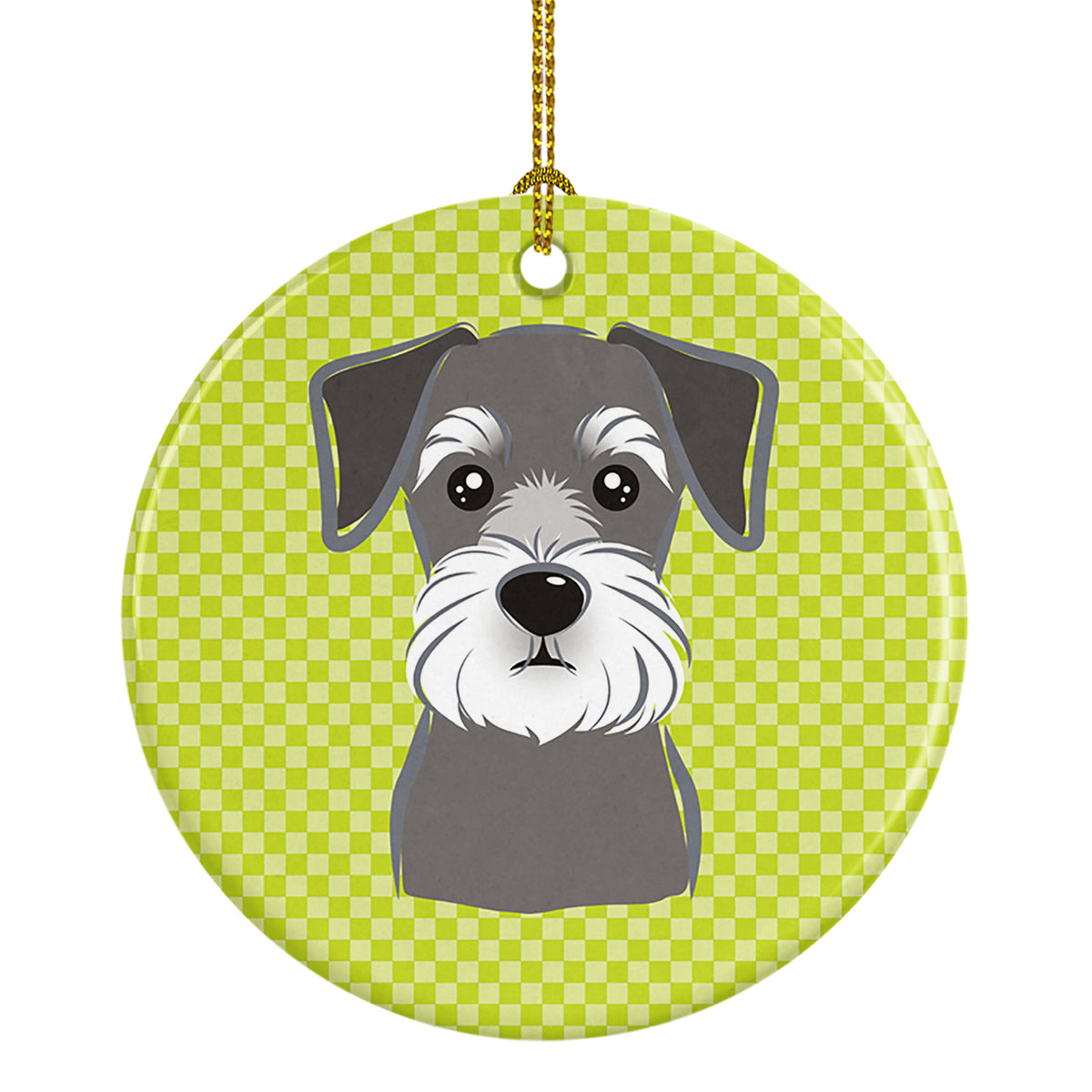 Checkerboard Lime Green Schnauzer Ceramic Ornament BB1268CO1 - the-store.com