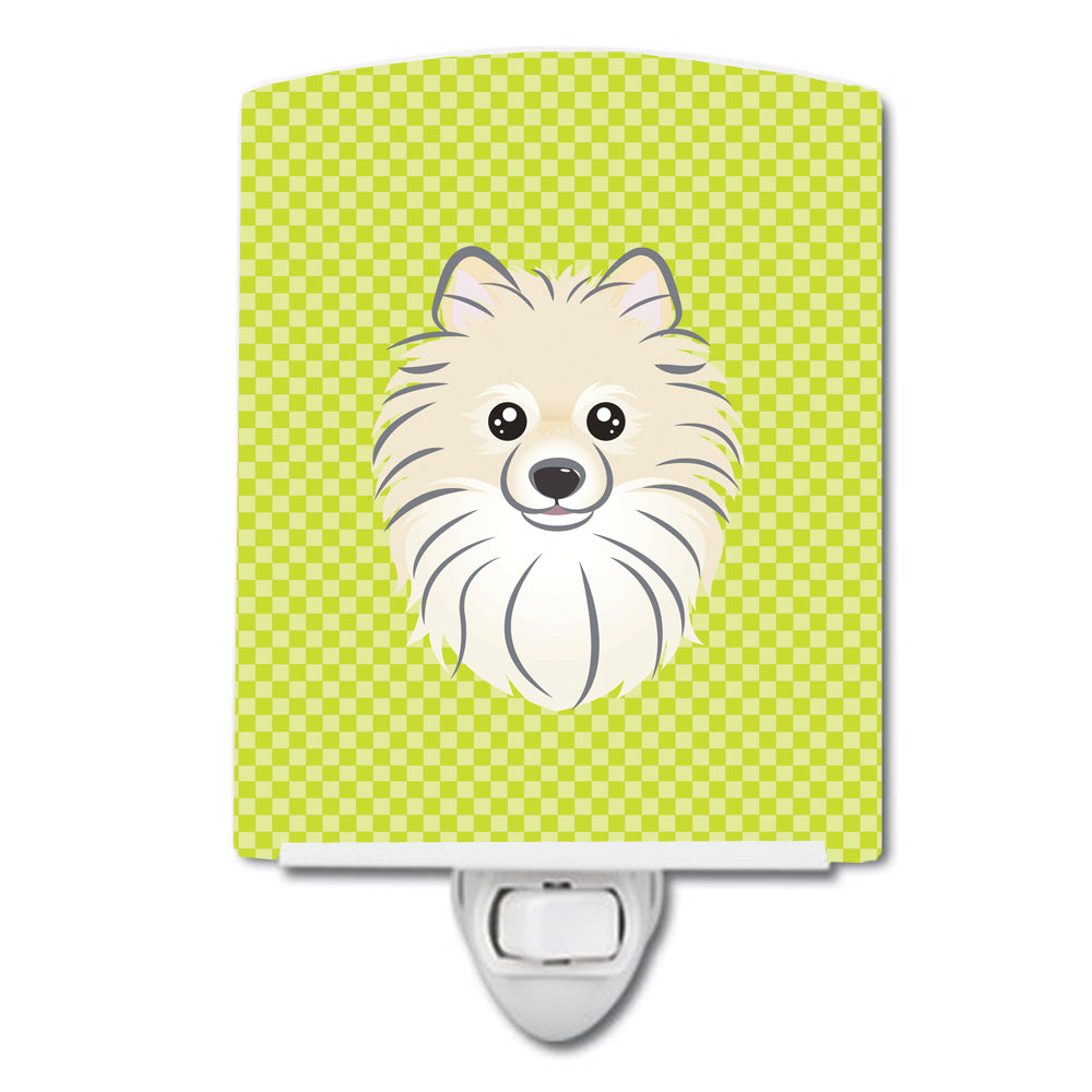 Checkerboard Lime Green Pomeranian Ceramic Night Light BB1269CNL - the-store.com