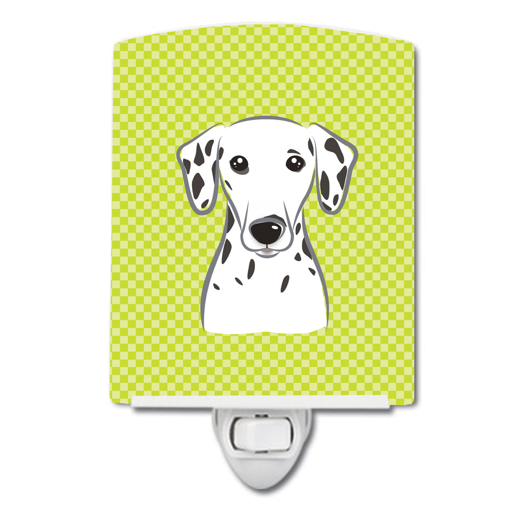 Checkerboard Lime Green Dalmatian Ceramic Night Light BB1272CNL - the-store.com