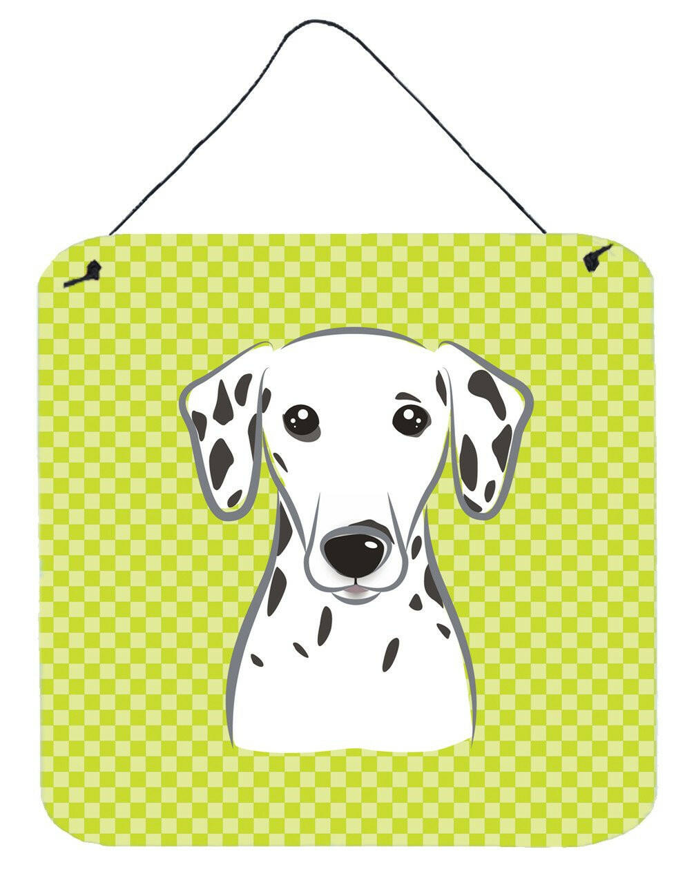 Checkerboard Lime Green Dalmatian Wall or Door Hanging Prints BB1272DS66 by Caroline&#39;s Treasures