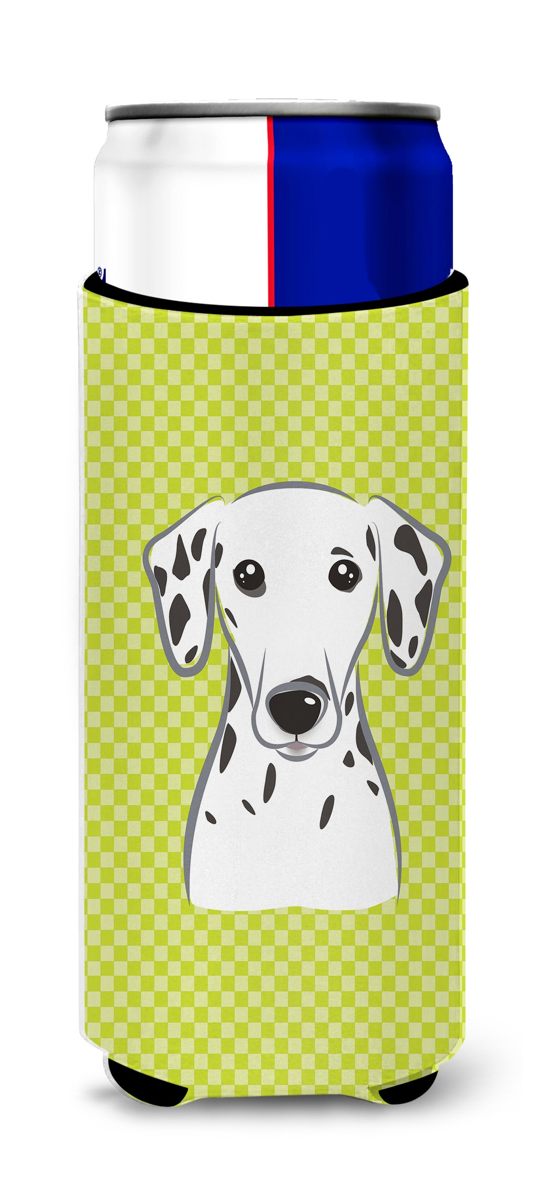 Checkerboard Lime Green Dalmatian Ultra Beverage Insulators for slim cans BB1272MUK.