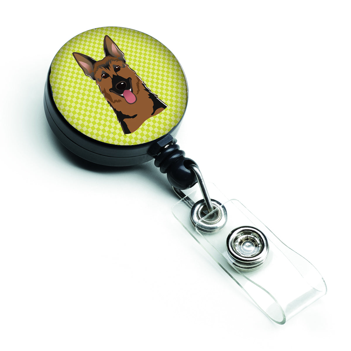 Checkerboard Lime Green German Shepherd Retractable Badge Reel BB1273BR.