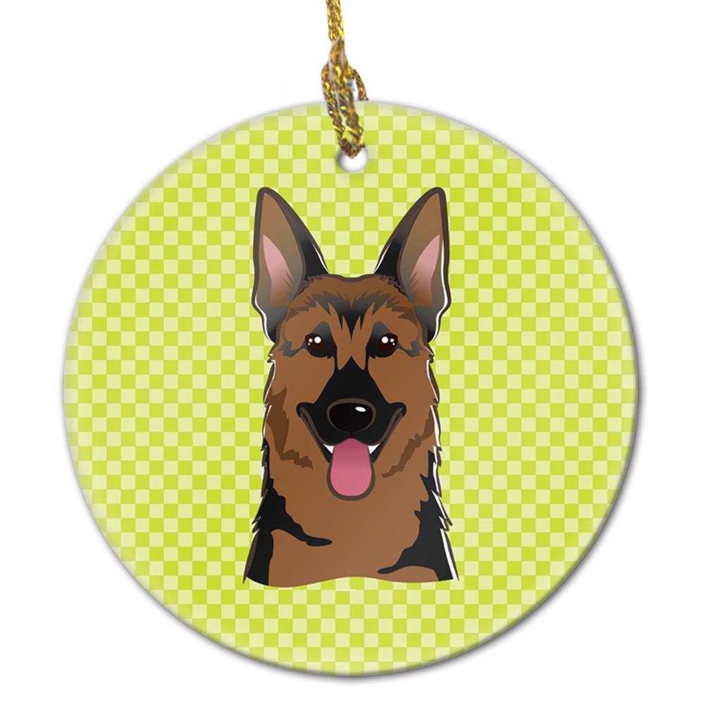 Checkerboard Lime Green German Shepherd Ceramic Ornament BB1273CO1 by Caroline's Treasures