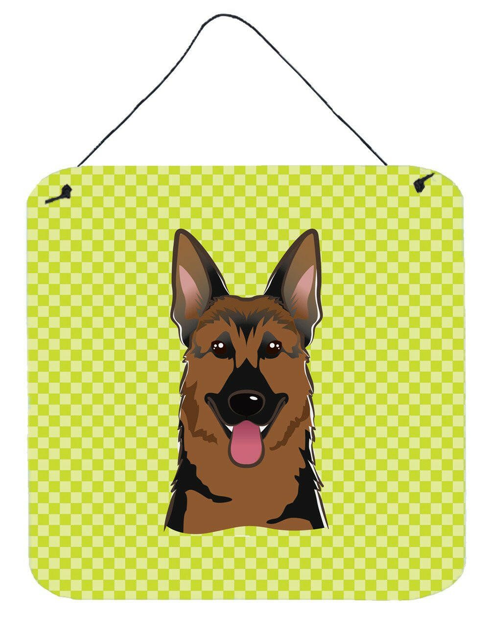 Checkerboard Lime Green German Shepherd Wall or Door Hanging Prints BB1273DS66 by Caroline's Treasures