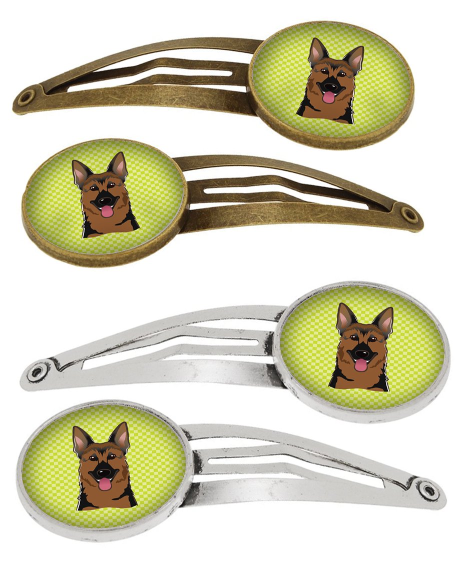 Checkerboard Lime Green German Shepherd Set of 4 Barrettes Hair Clips BB1273HCS4 by Caroline's Treasures