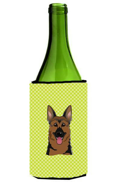 Checkerboard Lime Green German Shepherd Wine Bottle Beverage Insulator Hugger BB1273LITERK by Caroline's Treasures