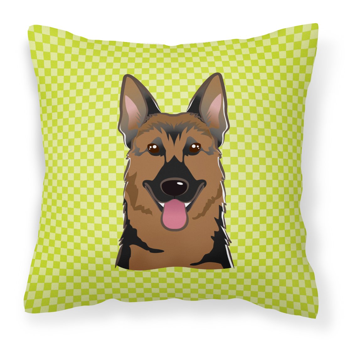 Checkerboard Lime Green German Shepherd Canvas Fabric Decorative Pillow by Caroline's Treasures