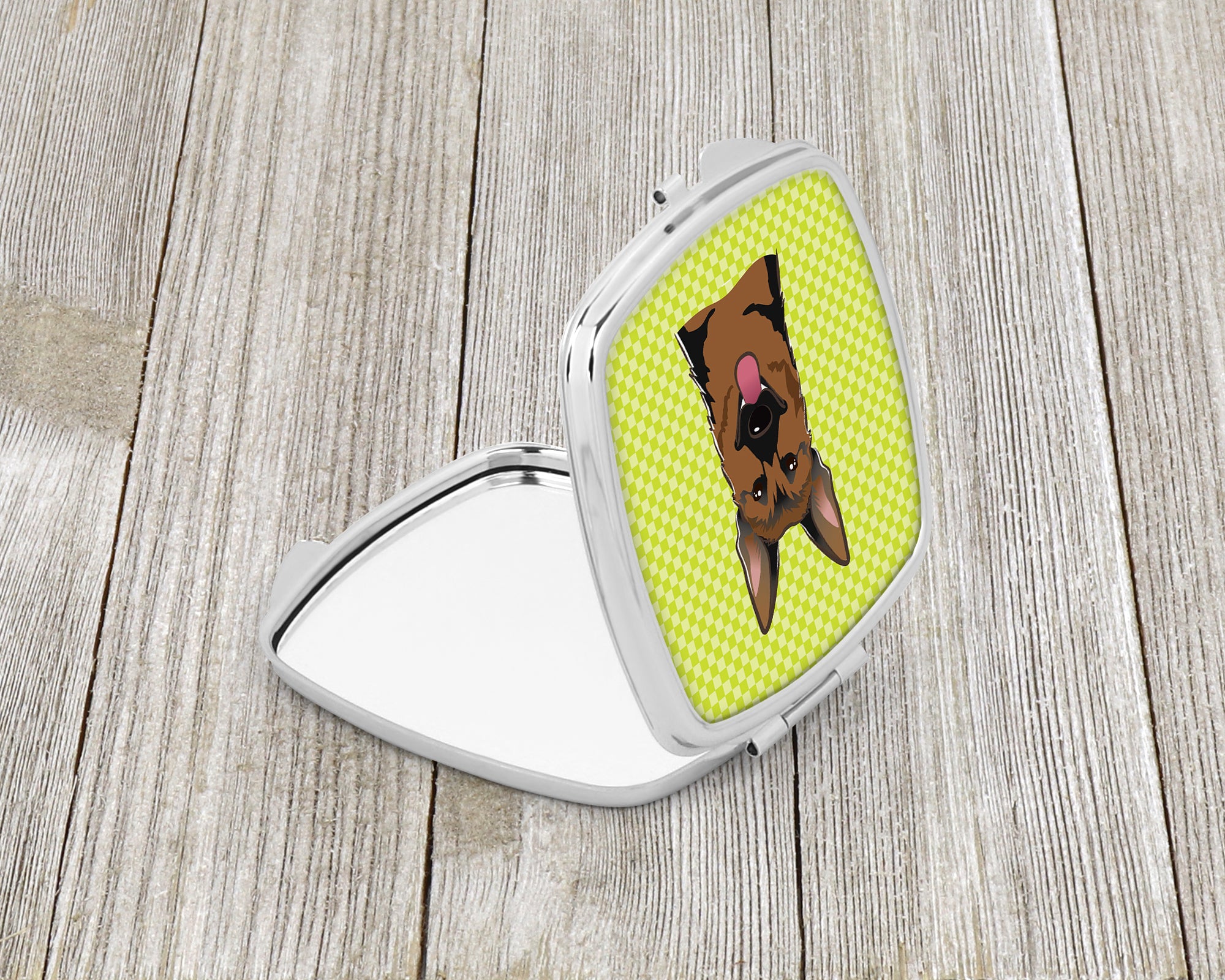 Checkerboard Lime Green German Shepherd Compact Mirror BB1273SCM  the-store.com.