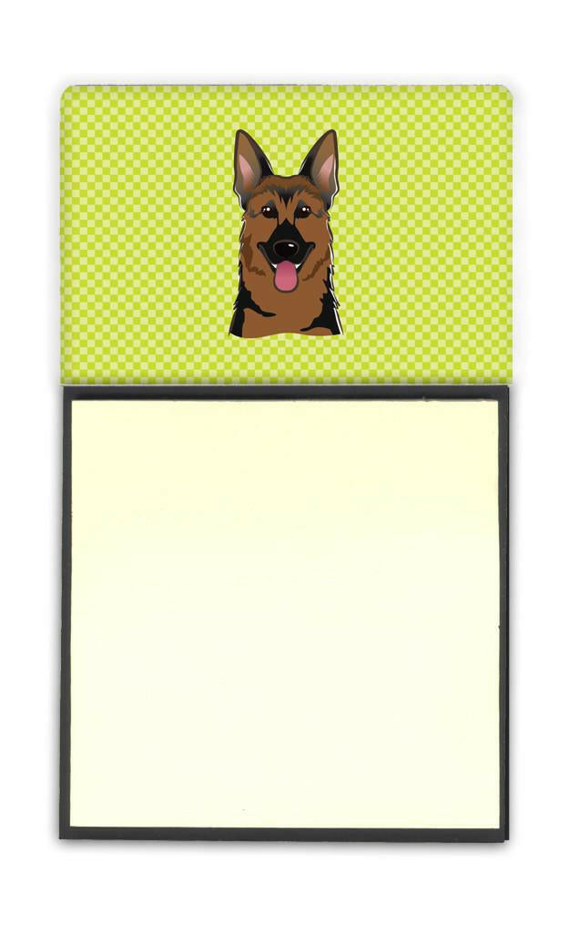 Checkerboard Lime Green German Shepherd Refiillable Sticky Note Holder or Postit Note Dispenser BB1273SN by Caroline's Treasures