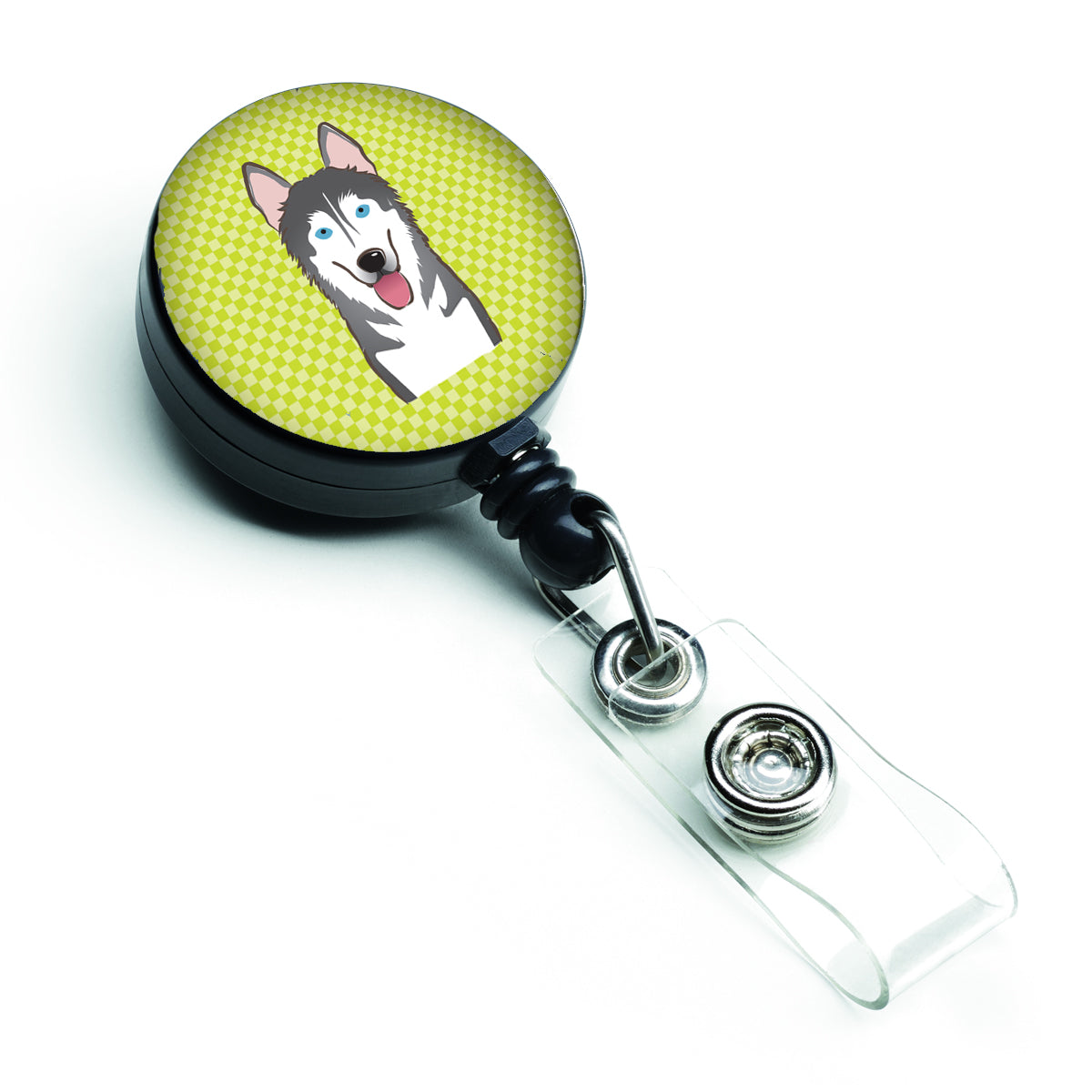 Checkerboard Lime Green Alaskan Malamute Retractable Badge Reel BB1280BR.