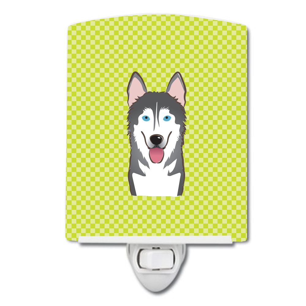 Checkerboard Lime Green Alaskan Malamute Ceramic Night Light BB1280CNL - the-store.com